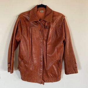 *SOLD* Vintage Brown Leather Bomber Jacket Men's Medium